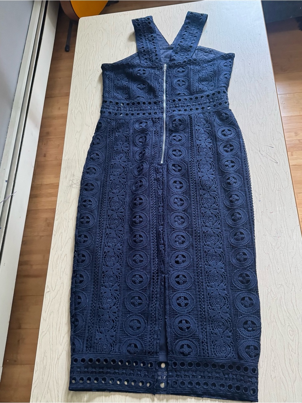 Lulus Cocktail Ready Navy Blue Crochet Lace Midi Dress size medium - Picture 6 of 14